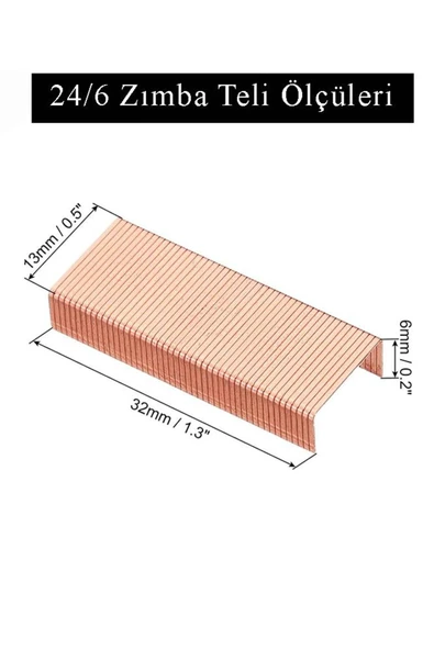 Gülpaş Kırtasiye Zımba Teli 24/6 Bakır 1000 lik 4 Paket Büyük Delta Zımba Teli Sarı 30 Yaprak Zımbalama Kapasiteli Bü - Resim 4