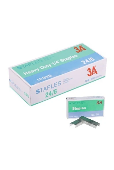 3A 24/6 Büyük Zımba Teli 1000'lik 10'lu Kutu ürün görseli