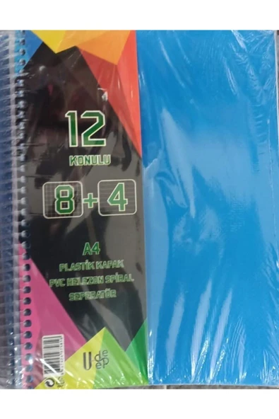 UMUT DEFTER ÖğretmenKırtasiye A4 Büyük Boy 300 Yaprak Ayraçlı Spiralli Plastik Kapaklı 8 Kareli + 4 Çizgili ürün görseli 1