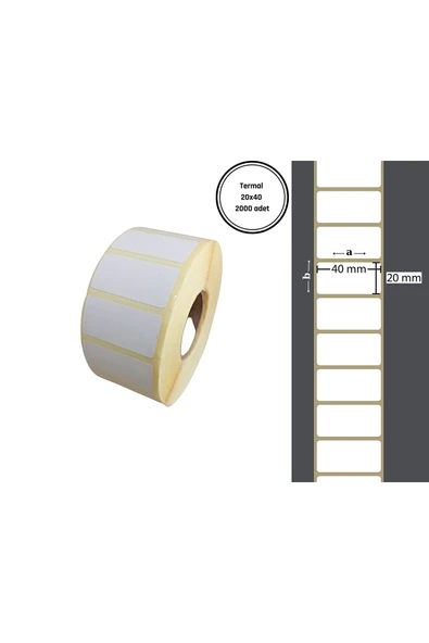 Kampus Kırtasiyem 20x40 Mm Termal Barkod Etiketi Yaıpışkanlı Etiket (1 Rulo = 2000 Adet) ürün görseli