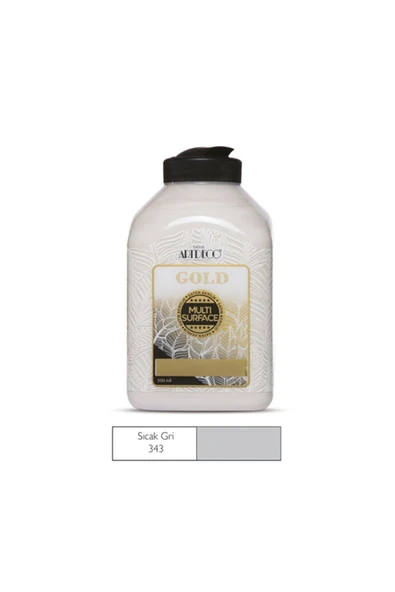 Artdeco lisans kırtasiye Gold Multi Surface Akrilik Boya 500 Ml. 343 Sıcak Gri ürün görseli 1