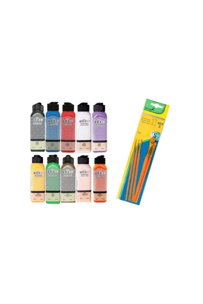 Artdeco lisans kırtasiye Akrilik Boya 140 ml 10'li Set + Fanart 5'li Fırça Seti ürün görseli 1