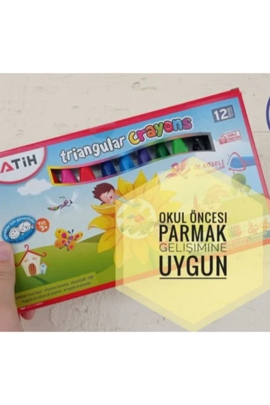 Fatih Kırtasiye Üçgen Mum Boya 12'li Jumbo Triangular Polimer Crayons - Resim 2