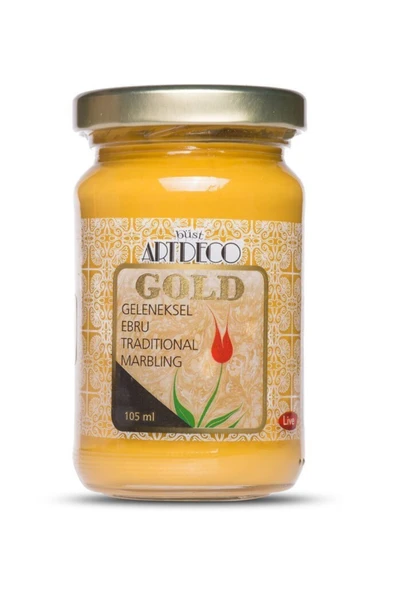 Artdeco lisans kırtasiye Gold Geleneksel Ebru Boyası Oksit Sarı - Resim 2