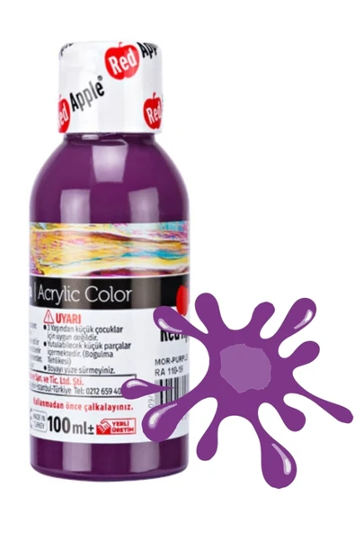 Red Apple Akrilik Boya Mor (PURPLE)100 Ml. Doğadan Ilham Alan Renkler. ürün görseli 1