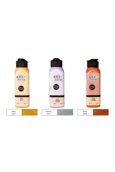Artdeco lisans kırtasiye 140 Ml. Metalik Akrilik Boya Seti - 3'lü ürün görseli 1