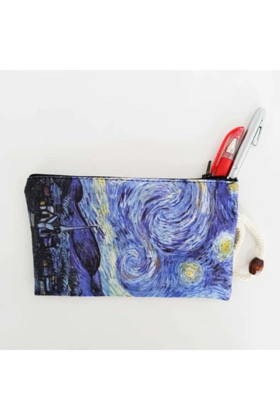 Kampus Kırtasiyem Ipli Yıldızlı Gece Baskılı Bez Cüzdan Kalemlik ürün görseli 1