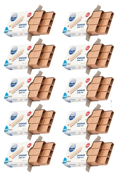 Gülpaş Kırtasiye Zımba Teli 24/6 Bakır 1000 lik 10 Paket Büyük Delta Zımba Teli Sarı 30 Yaprak Zımbalama Kapasiteli B ürün görseli