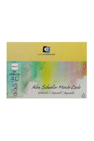 Alex Schoeller Monte Carlo Sulu Boya Defteri Blok 300 gr. A4 10 yaprak ürün görseli
