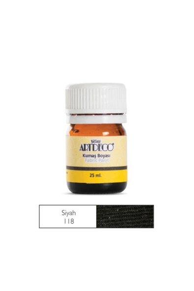 Artdeco lisans kırtasiye Kumaş Boyası 118 Siyah 25 ml ürün görseli 1