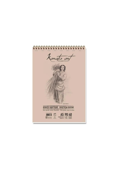 karatis Art 90Gr A5 40 Yp.Spiralli Eskiz Blok ürün görseli 1