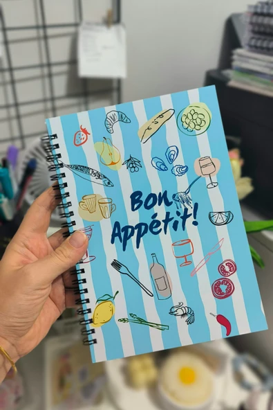 Kampüs Kırtasiyem Tarif defteri Bon Apetiit Laminasyonlu Sert Kapak 50 yaprak/100 sayfa, Konsept defter, Notepad - Resim 2