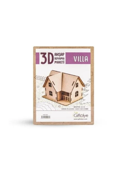 Giftölye 3d Ahşap Boyama Maketi Villa Modeli ürün görseli 1