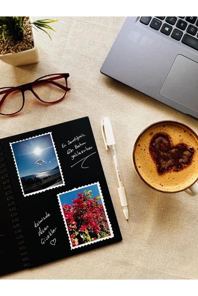 Kampus Kırtasiyem Siyah Yapraklı Defter Spiralli 14x20 90gr. 40 Sayfa Ve Beyaz Kaliteli Jel Kalem Hediyeli-t489 - Resim 6