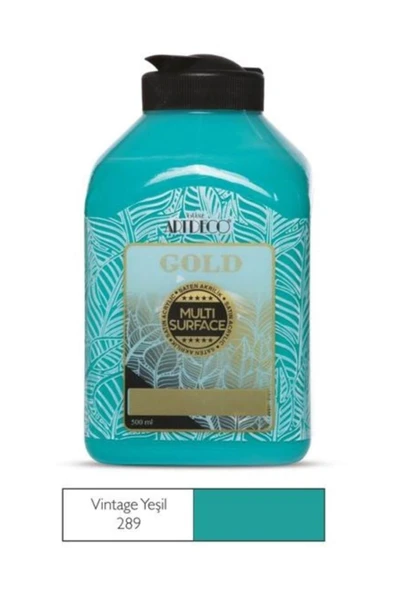 Artdeco lisans kırtasiye Gold Multi Surface Akrilik Boya 500 ml. 289 VINTAGE YEŞİL ürün görseli 1