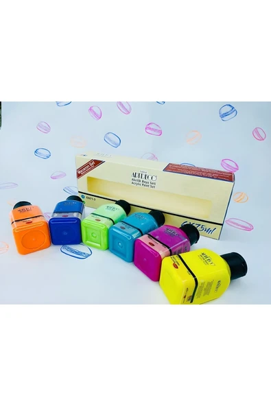 Artdeco lisans kırtasiye Akrilik Boya Seti 6 Renk X 75ml Makaron Renkler Lv-y-070ı-as7 ürün görseli 1