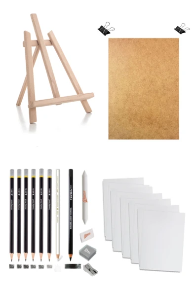 Kampüs Kırtasiyem Karakalem Eskiz Çizim Masaüstü Şövale Duralit Seti Duralit ürün görseli 1