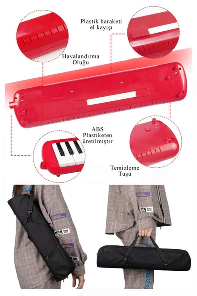 Gülpaş Kırtasiye Melodika 32 Tuşlu Siyah Bez Çantalı 1 Adet Müzik Defteri A4 Plastik Kapak 40 Yaprak Spralli 1 Adet H - Resim 6