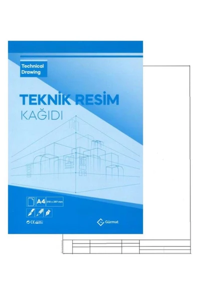 Gülpaş Kırtasiye Teknik Resim Seti 12 Parça 1 Paket Teknik Resim Defteri Gönye Dereceli Kalem Metal Pergel Silgi Kale - Resim 2