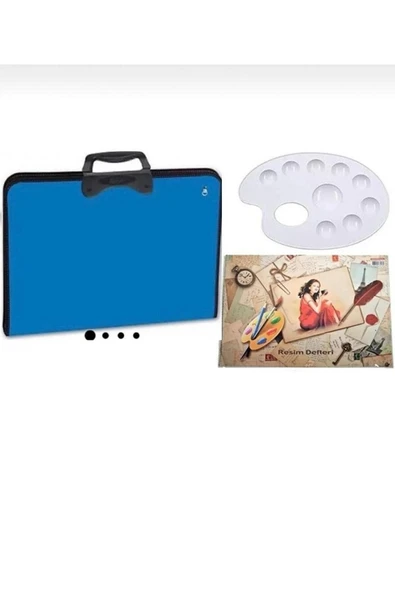 Marla 37x54 Cm Proje Resim Çantası Kampanyalı Mavi Palet Defter Hediyeli Askılı Kulplu ürün görseli 1