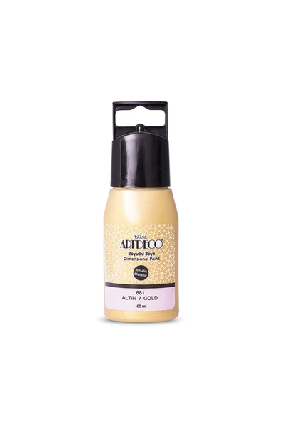 Artdeco lisans kırtasiye 040c Boyutlu Boya 681 Metalik Altın 50 ml ürün görseli 1