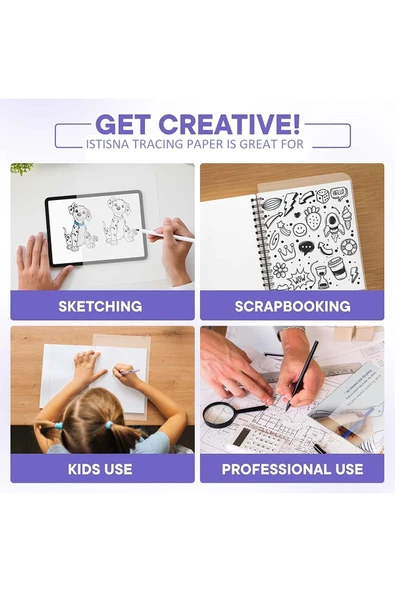 Kampus Kırtasiyem 50 Adet A4 92 Gr Optimum Kalınlık Tasarım Grafik Için Şeffaf Aydınger Karbon Grafit Çizim Kağıdı - Resim 5