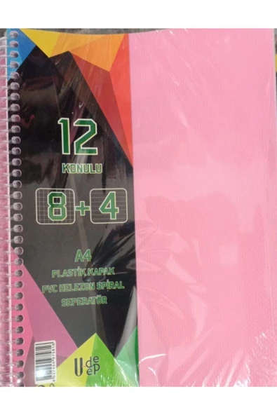 UMUT DEFTER U-deep A4 Büyük Boy 300 Yaprak Ayraçlı Spiralli Plastik Kapaklı 8 Kareli + 4 Çizgili Defter ürün görseli 1