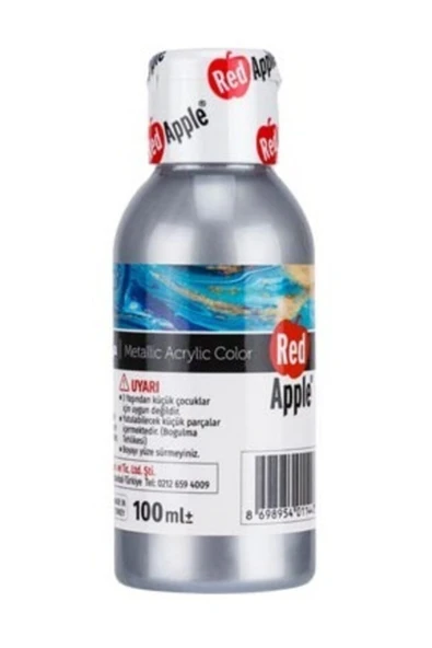 Red Apple Metalik Akrilik Yaldız Boya Gümüş 100 gr. Ra110-38 ürün görseli 1