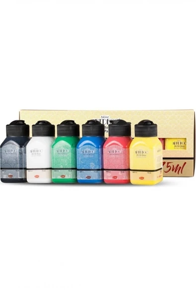 Artdeco lisans kırtasiye 6 Lı Akrilik Boya Seti 75 ml Şişler Canlı Renkler ürün görseli 1