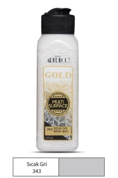 Artdeco lisans kırtasiye Gold Multi Surface Akrilik Boya 140 ml. 343 SICAK GRİ ürün görseli 1