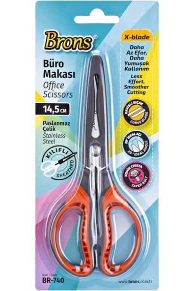 Brons Kılıflı Büro Makası 19 Cm Br-742 ürün görseli 1