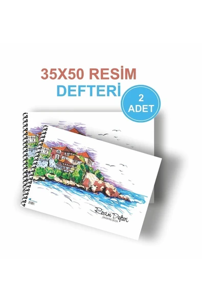 mediart Prıntkonsept 2'li Spiralli 35x50 80 Gr. 1. Hamur, Büyük Boy, Karton Kapak, Resim Defteri 15 Yaprak - Resim 2