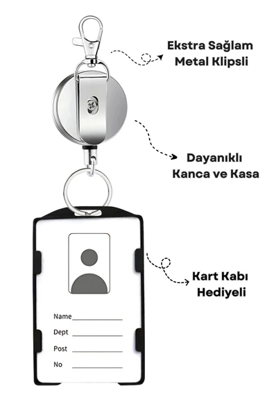 Kampüs Kırtasiyem Full Metal Premium Çelik Kasa Yoyo Yaka Kartlık - Resim 6