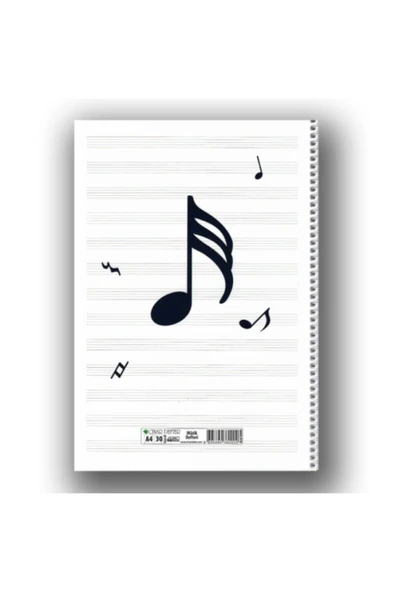 ÇINAR DEFTER Çınar Uni Note 30 Sayfa Spiralli Müzik Defteri Siyah Plastik Kapak - Resim 2