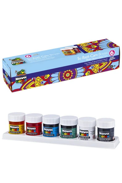 Nova Color Öğrenci Tipi Cam Boyası Su Bazlı 6 Renk Nc-1996 ürün görseli 1