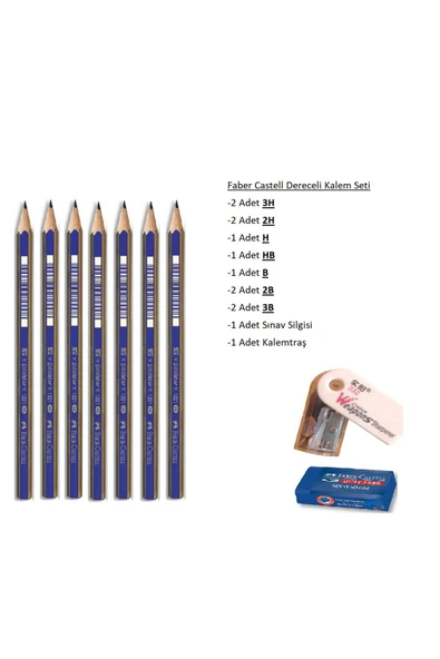 Faber Castell Resim Kalemi Faber Dereceli Kalem Seti Karakalem Seti 3h 2h Hb B 2b 3b Set ürün görseli