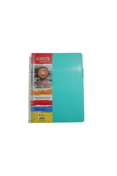 İDEA Idea Notebook 6 Konulu 4 2 Bölümlü Kareli Çizgili 180 Yaprak A4 Seperatörlü Ayraçlı Defter ürün görseli 1