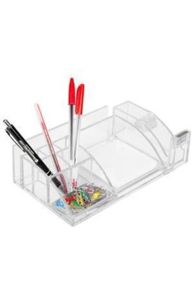 Ark kırtasiye 2043 Masa Üstü Kalemlik 8 Bölmeli Şeffaf Renk - Resim 2