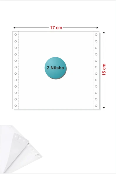 Kampus Kırtasiyem 6x17 Kantar Fişi 2 Nüsha 1000 Adet , Beyaz Otokopili Sürekli Form (6''x17 cm) - Resim 3
