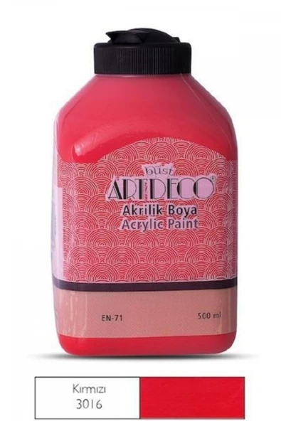 Artdeco lisans kırtasiye Akrilik Boya 500ml Kırmızı / 3016 ürün görseli 1
