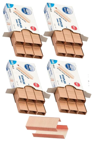 Gülpaş Kırtasiye Zımba Teli 24/6 Bakır 1000 lik 4 Paket Büyük Delta Zımba Teli Sarı 30 Yaprak Zımbalama Kapasiteli Bü ürün görseli