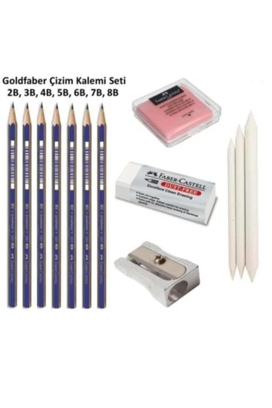 Faber Castell Goldfaber Çizim Seti 2b 3b 4b 5b 6b 7b 8b Dereceli Kalemler 3'lü Dağıtma Kalem,kalemtraş,hamur Silgi ürün görseli 1