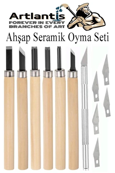 Gülpaş Kırtasiye Ahşap Seramik Oyma Seti 6 lı 1 Paket İskarpela Seti Paslanmaz Çelik Bıçaklı Ağaç Oyma Heykel Hobi Kr ürün görseli