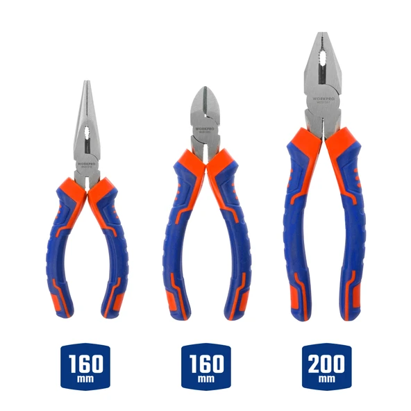 WORKPRO WP201007 200MM/160MM Profesyonel 3’lü Pense Seti - Resim 2