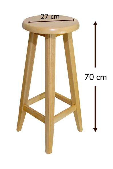 ARMES EV CONCEPT El Yapımı Doğal Ahşap Yuvarlak Tabure (70 cm) – Şık ve Dayanıklı - Resim 2