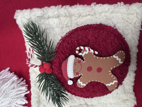 Kartopu Yılbaşı Kedi Kıyafeti Premium Kırmızı Polar | Kapüşonlu Noel Kedi Kostümü | Kurabiye Temalı - Resim 8