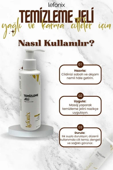 Lefonix Yağlı ve Karma Ciltler için Temizleme Jeli 150 ml - Resim 3