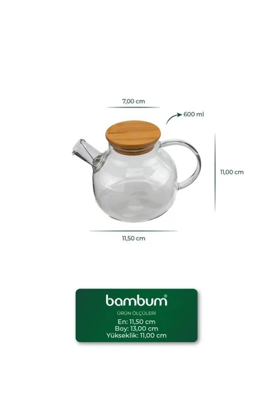 Bambum Taric - Cam Demlik 600ml - Resim 4