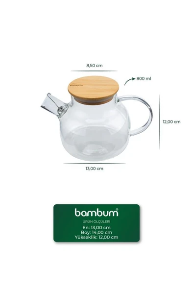 Bambum Taric - Cam Demlik 800ml - Resim 4