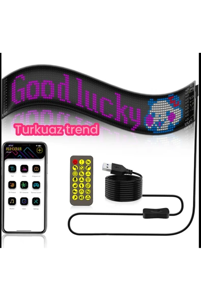 ar&be Pixel Led Panel Dijital Ekran Yazı ve Animasyon Eklenebilen Telefon Kontrollü Yapışkanlı 16*96 Led - Resim 4